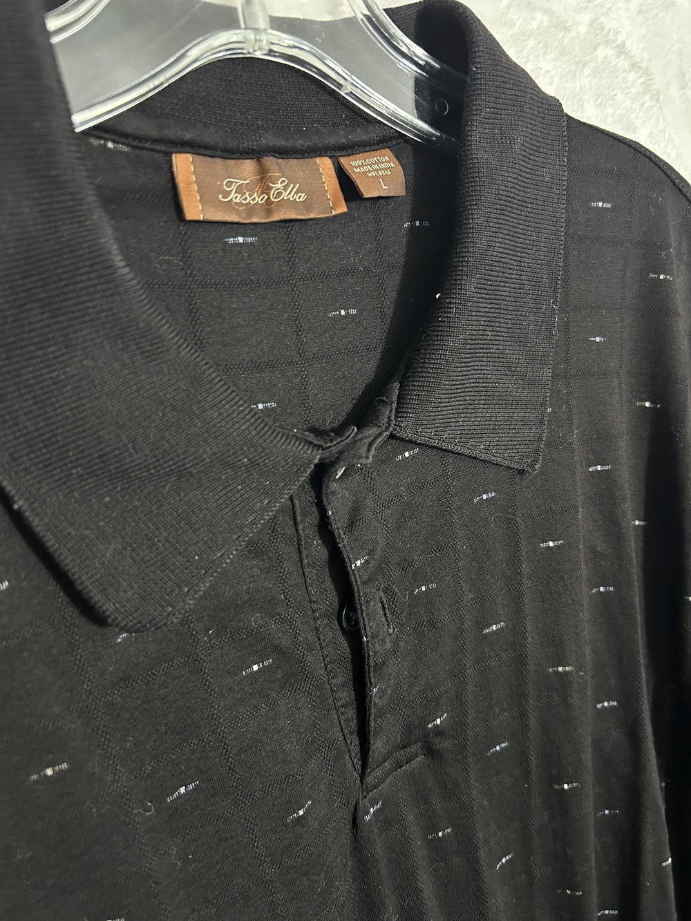 Tasso Elba Black Polo Shirt - Men's Classic Knit VINTAGE